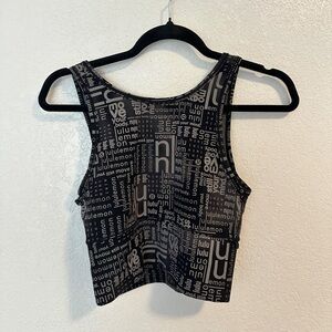 Lululemon Power Pivot Ribbed Longline Logo Cropped Tank Top Sports Bra